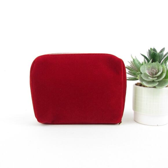 Chanel Red Velvet Cosmetic Pouch / Makeup Bag - Picture 2 of 7